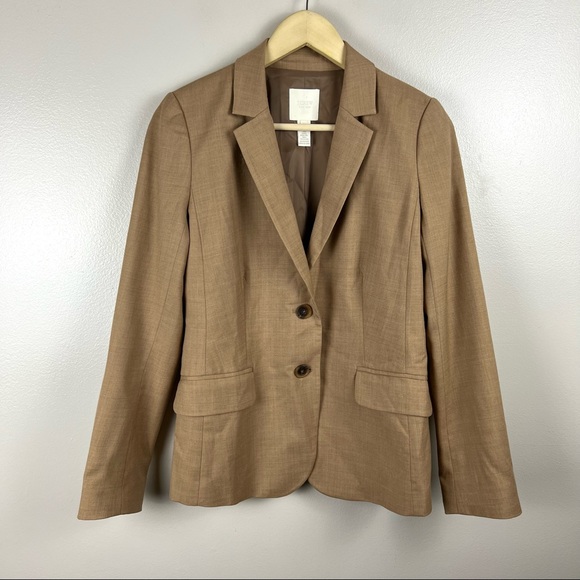 J. Crew 1035 Two-Button Blazer Jacket in Super 120s Wool Size 6 Tan Brown Career - Picture 1 of 8